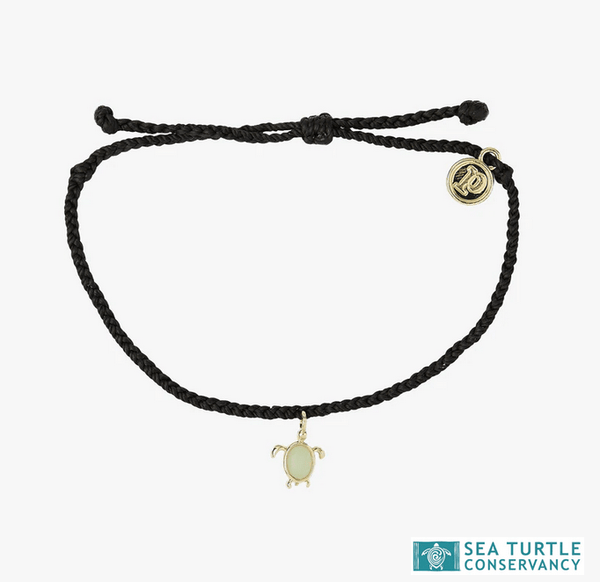 Puravida Jewellery Gold & Black Save the Sea Turtles Charm