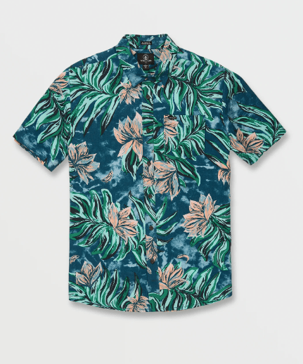 Volcom Shirt S Volcom Marble Floral Shirt - Aged Indigo